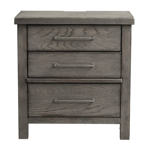 Modern Farmhouse Dark Gray 3 Drawer Night Stand