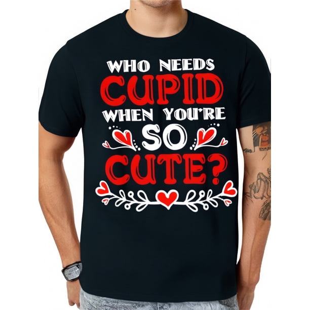 Camiseta romántica con un corazón enamorado para San Valentín. Estampado elegante. Tejido 100 % algodón. Manga corta, cuello redondo. Camiseta de San Valentín. Camisetas informales.