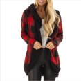 thumbnail image 1 of Cardigan à Capuche pour Femmes à Carreaux Mode Veste à Manches Longues Blouse, 1 of 8