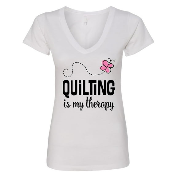 Inktastic Quilting is My Therapy Women's V-Neck T-Shirt