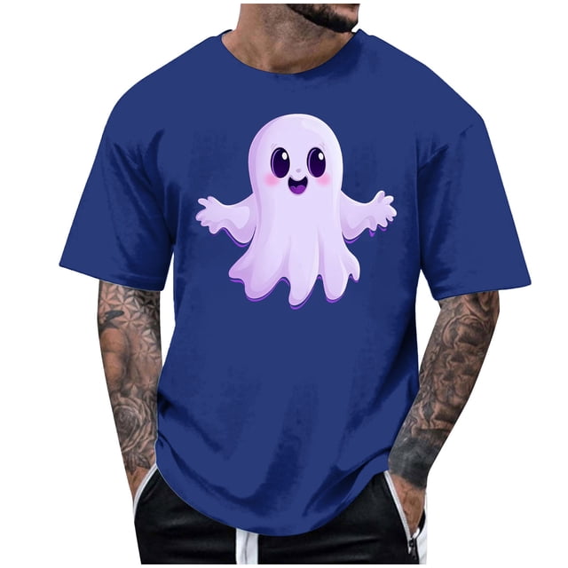 Blusas y camisas de manga corta y cuello redondo para hombre. Blusas/camisetas de manga corta con cuello redondo y estampado de Halloween para hombre. Blusa para hombre.