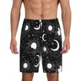 thumbnail image 1 of Balery Crescent and Stars Pantalones cortos de pijama de punto de algodón para hombre con cinturilla y bolsillos-4X-Large, 1 of 6