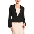 thumbnail image 1 of BLAZER FORMAL DE MUJER CON DETALLES DE TWEED Y MANGAS LARGAS, ESCOTE EN V, CON VOLANTES, CORTO, NEGRO, 1 of 5
