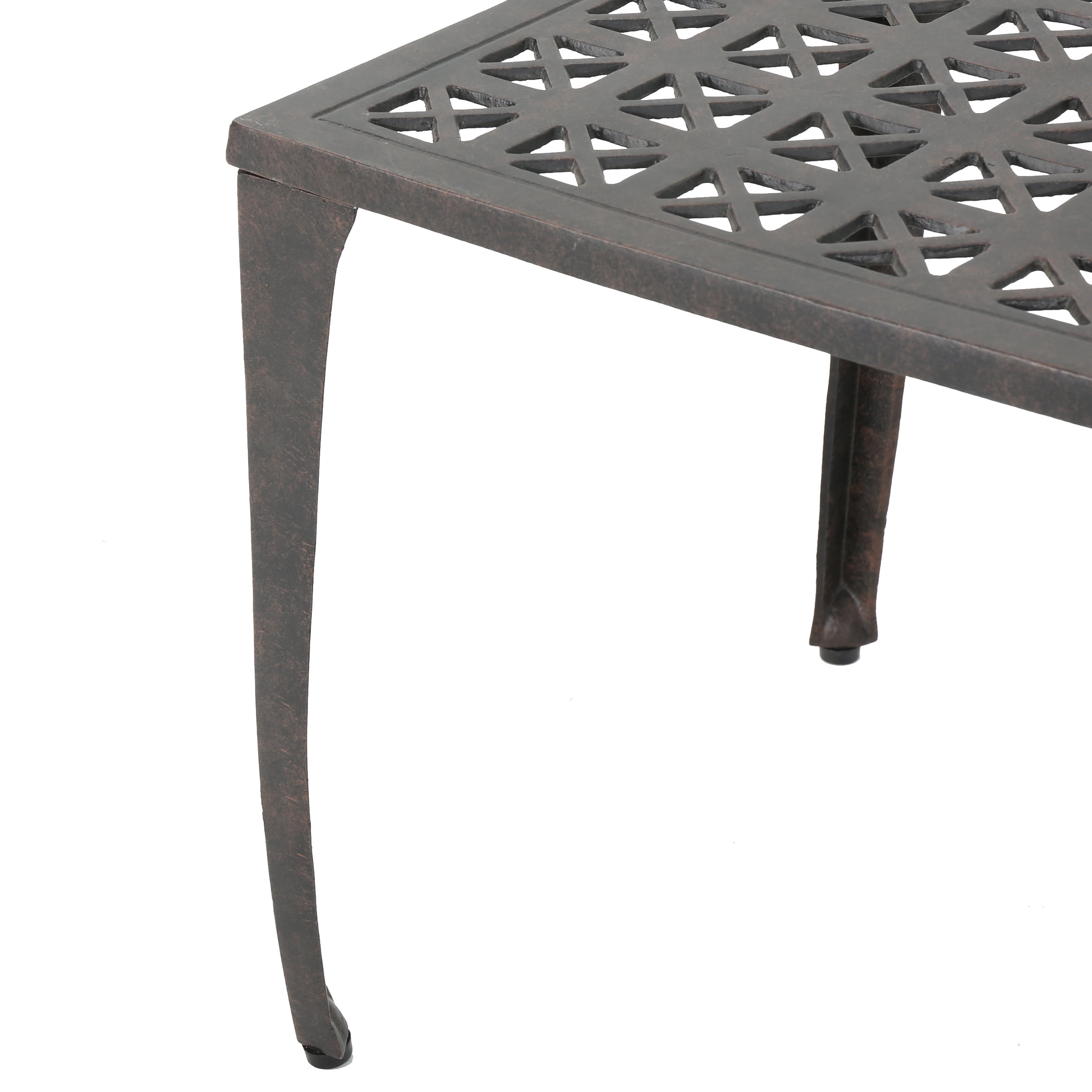 Side Table 18 Inch, Outdoor Cast Aluminum Table for Patio Balcony Garden, Bronze
