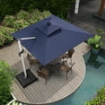 thumbnail image 2 of PURPLE LEAF 9FT Deluxe Square Solar Powered LED Patio Umbrella with Base, Large Offset Cantilever Umbrella with 360° Rotation, Navy Blue, 2 of 15
