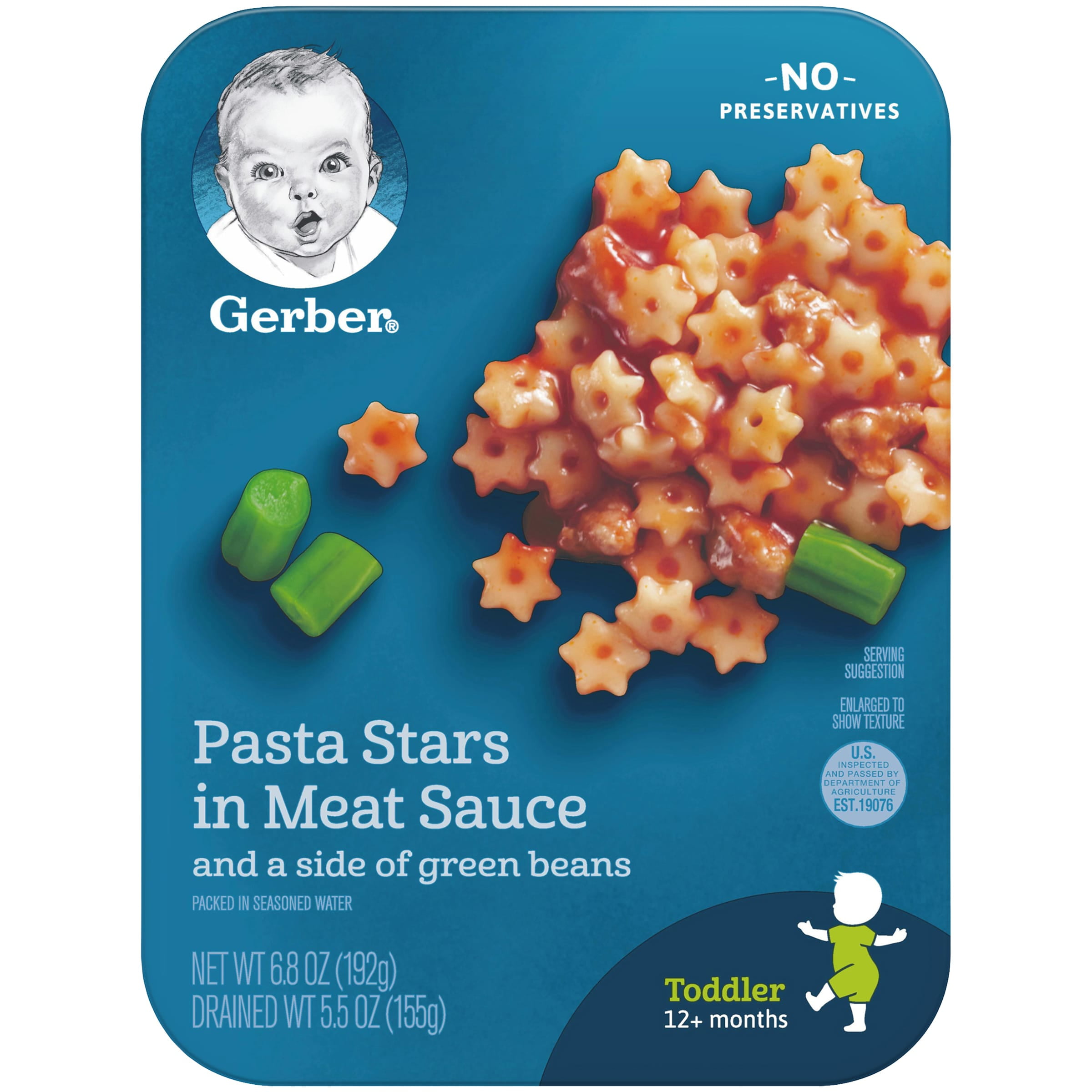 Gerber Lil Entrees Toddler Meals Pasta Stars In Meat Sauce With Green