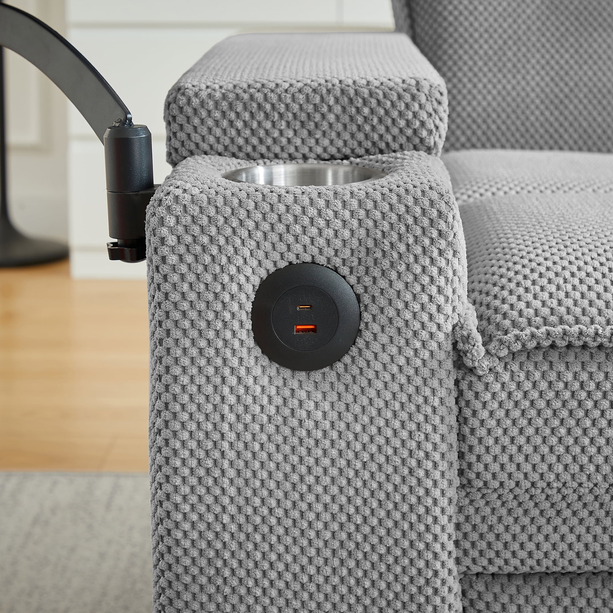 Gewnee 3-in-1 Convertible Sleeper Chair with Adjustable Backrest,Pull-Out Single Sofa Bed with Swivel Side Table & USB Ports & Cup Holder,Perfect for Dorms,Offices.Light Grey