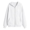 thumbnail image 5 of RUTAYY Girls Zip Up Hoodie, Basic Solid Color Full Zip Long Sleeve Sweatshirt Casual Fall Jacket with Double Side Pockets for Kids White, 5 of 5