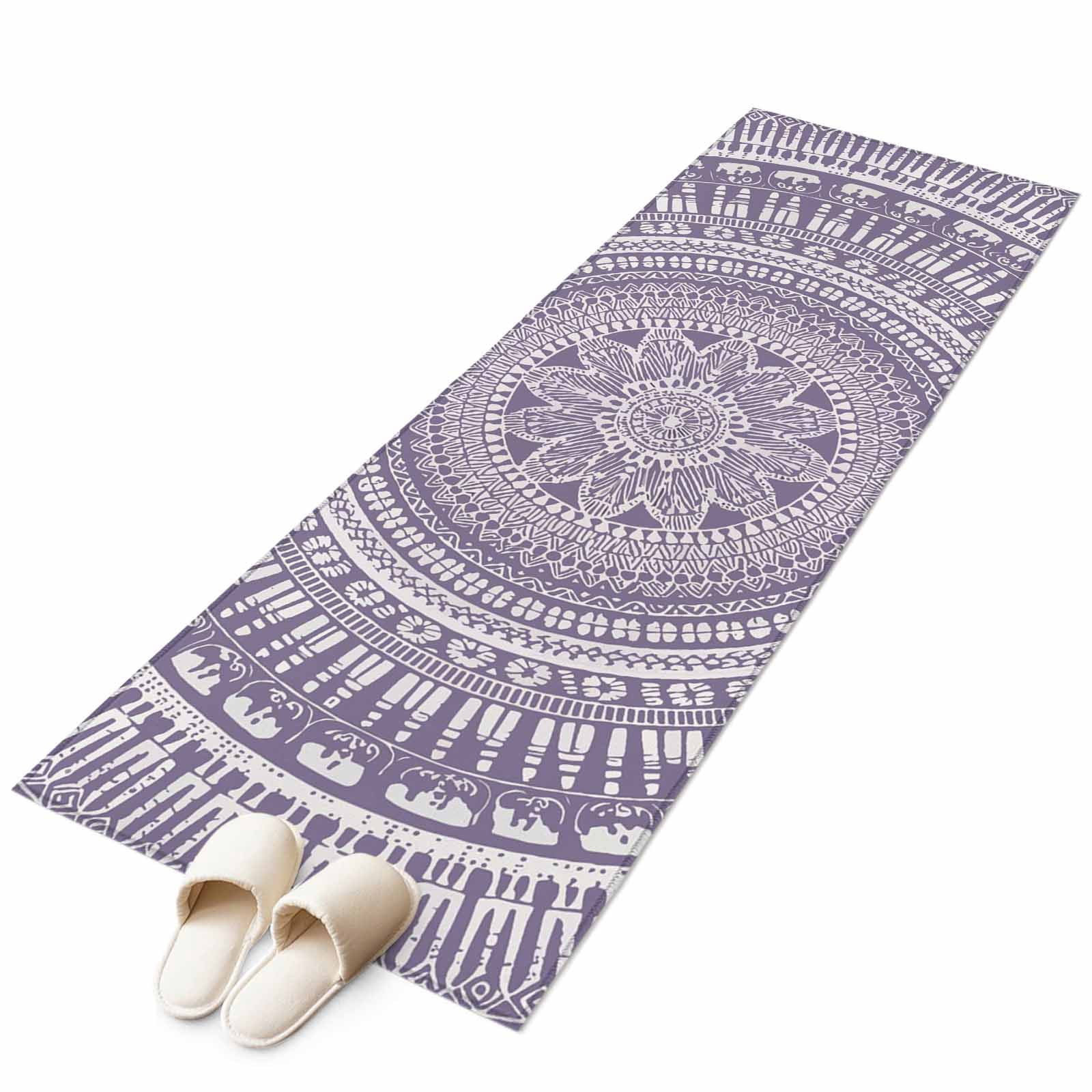 Purple Boho Kitchen Runner Rug 2x6 Washable Runners for Hallway Non Slip Mantoro Flower Modern Abstract Bohemian Floral Large Area Rug Indoor Floor Carpet for Bathroom Laundry Entryway Bedroom