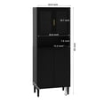 thumbnail image 3 of Tall Storage Bookcase with Adjustable Board, 4 Doors MDF Painting Finished Cabinet,Livingroom Bedroom Storage,Black, 3 of 6