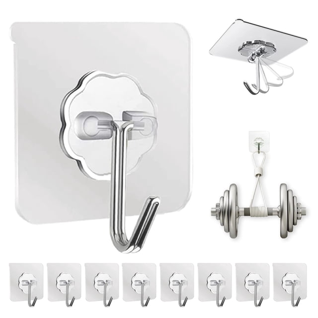 Ganchos adhesivos para pared DDMY de alta resistencia, 50 lb, paquete de 10