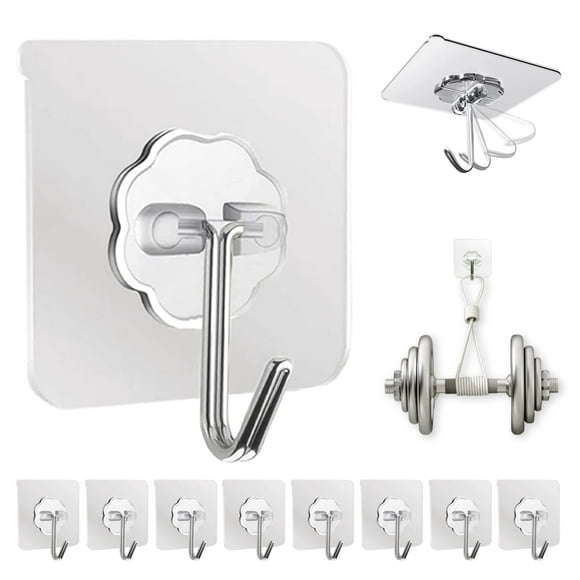 Ganchos adhesivos para pared DDMY de alta resistencia, 50 lb, paquete de 10