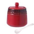 thumbnail image 1 of French Gradient Ceramic Sugar Pot With Lid, Solid Sugar Bowl With Spoon, Porcelain Spice Jar, Kitchen Decoration Storage-Red, 1 of 9