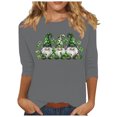 thumbnail image 2 of asdoklhq T Shirts for Women Printed Casual Round Neck Pullover Three-quarters Sleeve T-shirt Gray 3X, 2 of 4