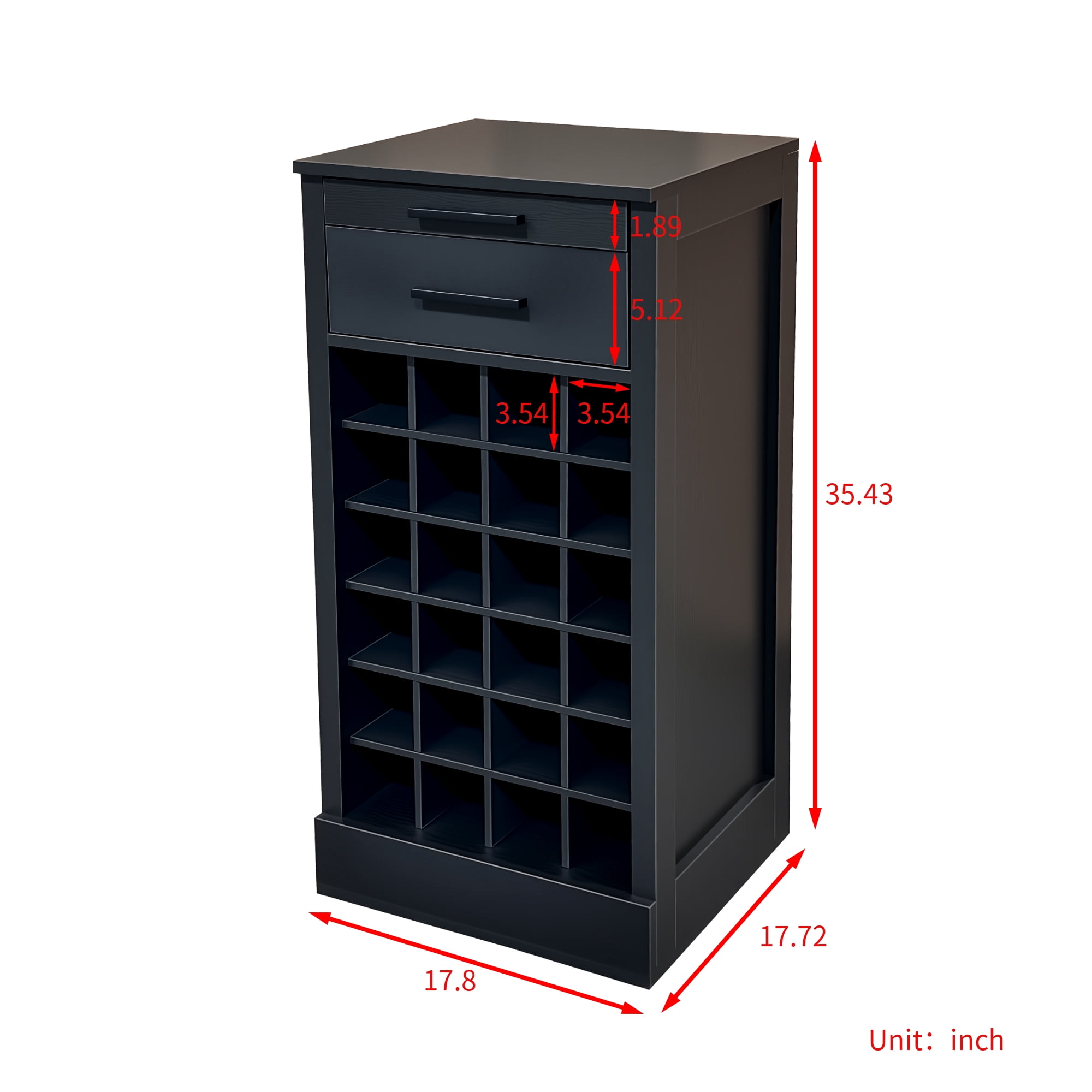 Wine Cabinet 28-Bottle Modular Storage Buffet for Home Bar Dining Room, Black