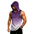 thumbnail image 2 of Men's Sleeveless Gradient Hoodie Tank, Muscle Fit Pullover Workout Vest with Pocket - Breathable Quick-Dry Athletic Shirt for Summer Gym & Bodybuilding Purple M, 2 of 7