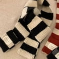 thumbnail image 1 of Foulard Tricotée en Laine Douce à Rayures Rouges pour Femmes Style Coréen Épais et Chaud pour les Jours Froids, 1 of 8
