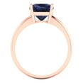 thumbnail image 4 of 2.5 ct Cushion Cut Simulated Blue Sapphire Solitaire 14K Rose Gold Womens Engagement Ring, 4 of 5