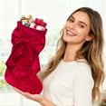 thumbnail image 4 of Bow Christmas Stockings, 17.72Inch Christmas Stocking Hanging Christmas Tree Decorations for Fireplace Holiday Festival Party Hanging Ornaments Gift Bags, 4 of 5