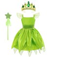thumbnail image 3 of Disfraz de Campanilla para niña, disfraz de elfo verde para carnaval, fiesta de cumpleaños, Halloween, 3 of 5