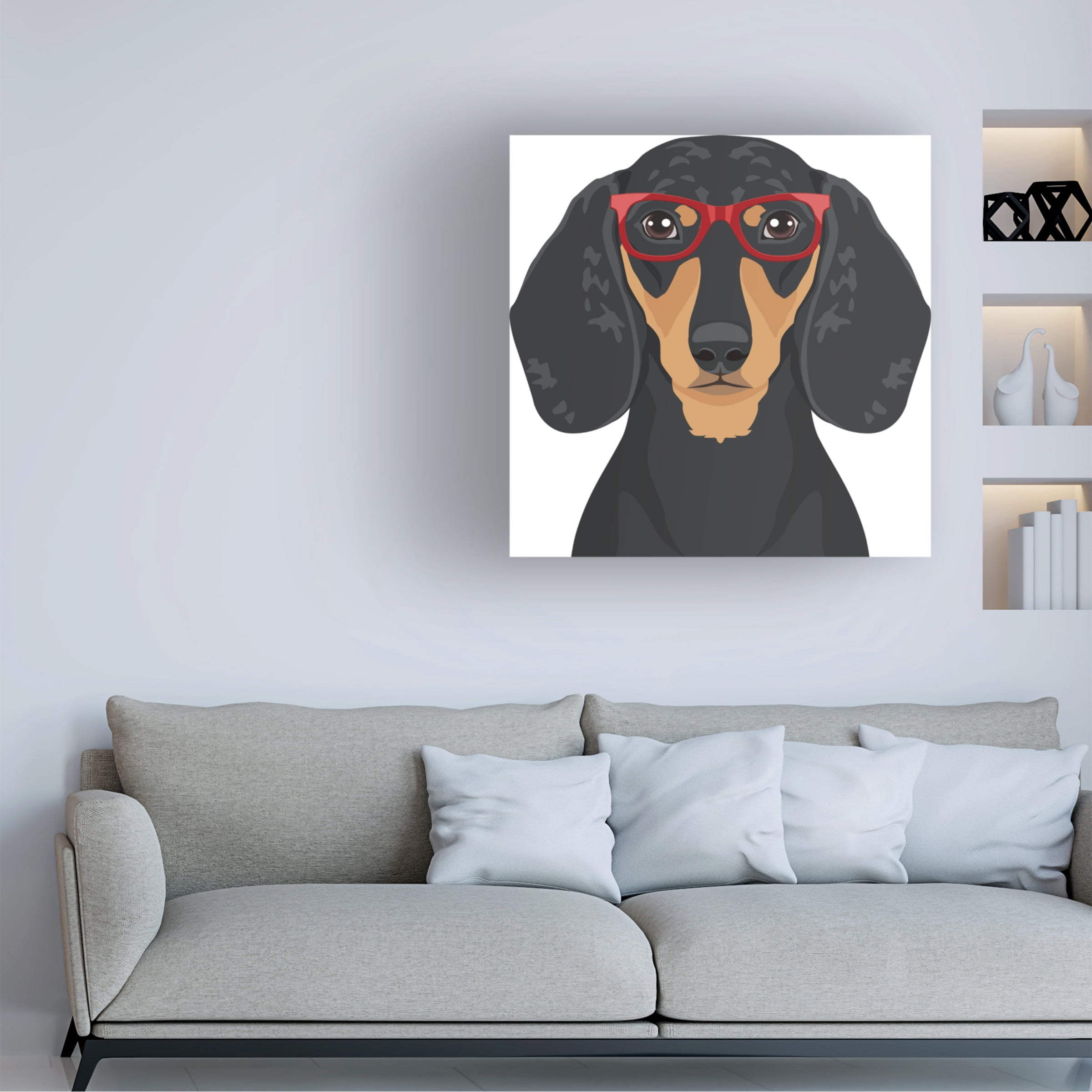 Furbaby Affiliates 'Dachshund Wearing Hipster Glasses 3' Canvas Art
