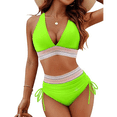 thumbnail image 1 of Bikini de Dos Piezas para Mujer, Cintura Alta, Cuello Halter, Traje de Baño, Verde Fluorescente, Talla S, 1 of 7