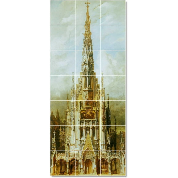 Ceramic Tile Mural-Hans Makart Historical Tile Mural Residential Construction Idea. 12.75" w x 29.75" h using (21) 4.25 x 4.25 ceramic tiles