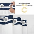 thumbnail image 5 of Navy Blue Khaki Striped No Hook Shower Curtain Waterproof, Bathroom Curtains with Snap in Liners and See Through Top Window, Gradient Horizontal Lines Hotel Style Bathtub Curtains Shower 72"Wx96"L, 5 of 8