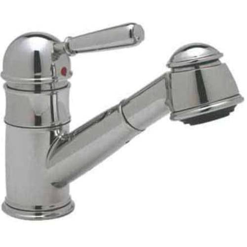 Rohl 1983 Single Metal Lever Italian Kitchen Faucet In Satin Nickel With Double Check Valve And Pullout Hose