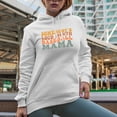 thumbnail image 2 of Somebody's Loud Mouth Baseball Mama, Groovy Retro Wavy Text Merch Gift, White Hooded Sweatshirt or Hoodie, XL, 2 of 5