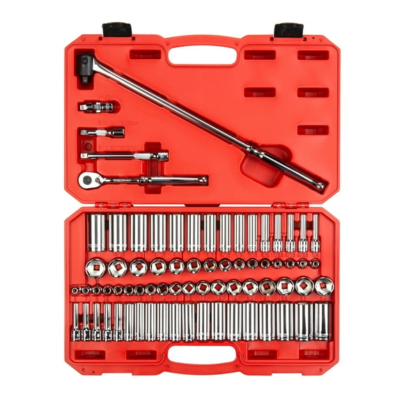 TEKTON 3/8 Inch Drive 6-Point Socket and Ratchet Set, 74-Piece (1/4-1 in., 6-24 mm) | SKT15311