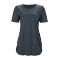 thumbnail image 6 of JLFKNG Women's Tee Shirts Fashion Solid Color Round Neck T-Shirts Short Sleeve Breathable Loose Fit T Shirt Tops Comfy Womens Clothing, 6 of 9