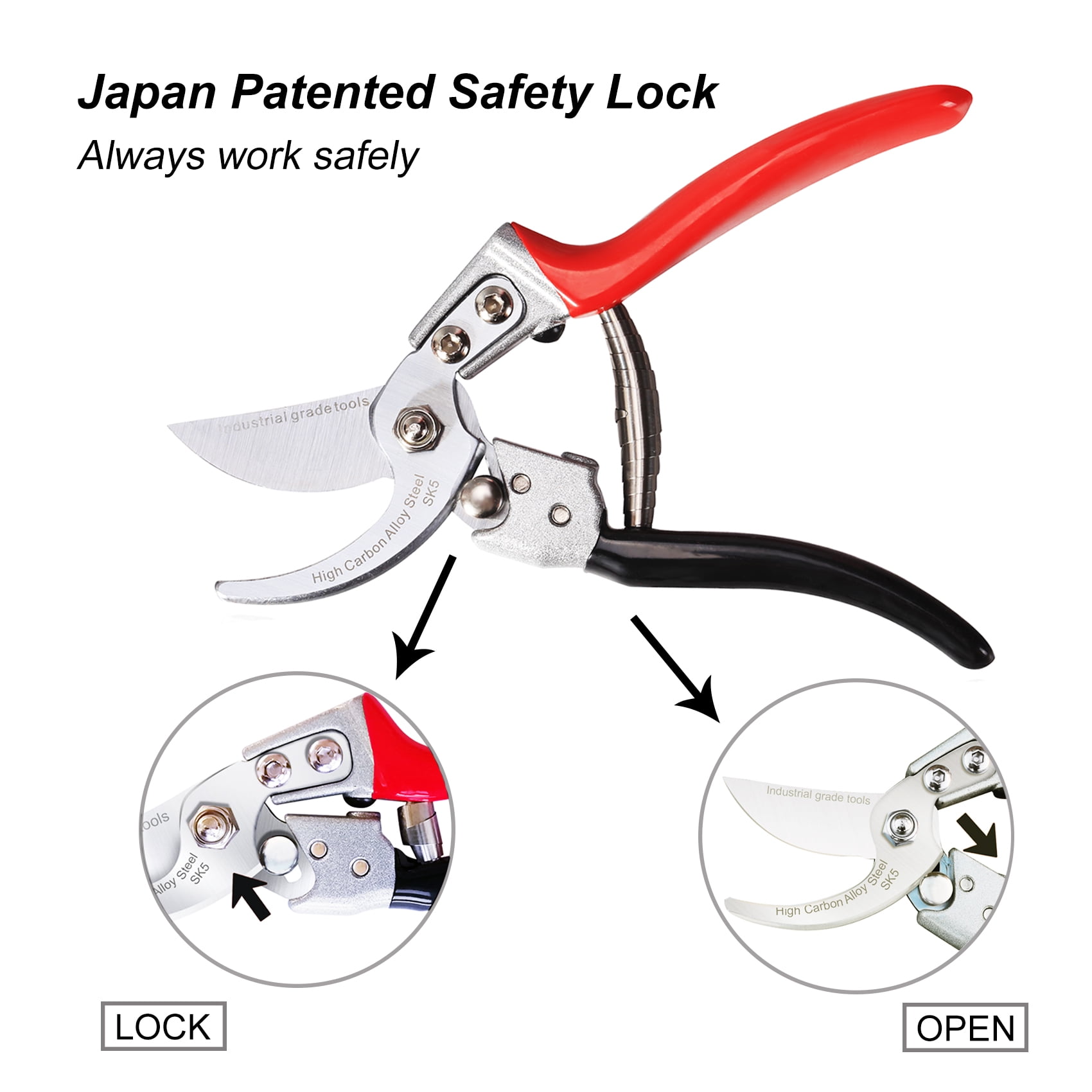 TONMA Pruning Shears [Made in Japan] 8" Bypass Hand Pruners, Garden Scissors Clippers, Plant Trimmers