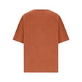 thumbnail image 5 of LIZUOJUN Women's Soft Basic Short Sleeve T-Shirt V-Neck Short Sleeve Shirt Washed Crinkled Texture Cotton Linen Blouse Breathable Lightweight Casual Summer Top,Orange,XL, 5 of 6
