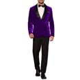 thumbnail image 2 of INSPIRAR CHIC Blazer de Hombre con Solapa de Chal de Un Botón Ajustado para Boda Traje de Tuxedo de Terciopelo L Púrpura, 2 of 4