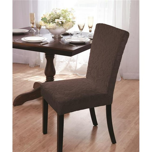 Madison Home VDAM-DRC-BN Velours Damassé Chaise de Salle à Manger Housses&44; Brun