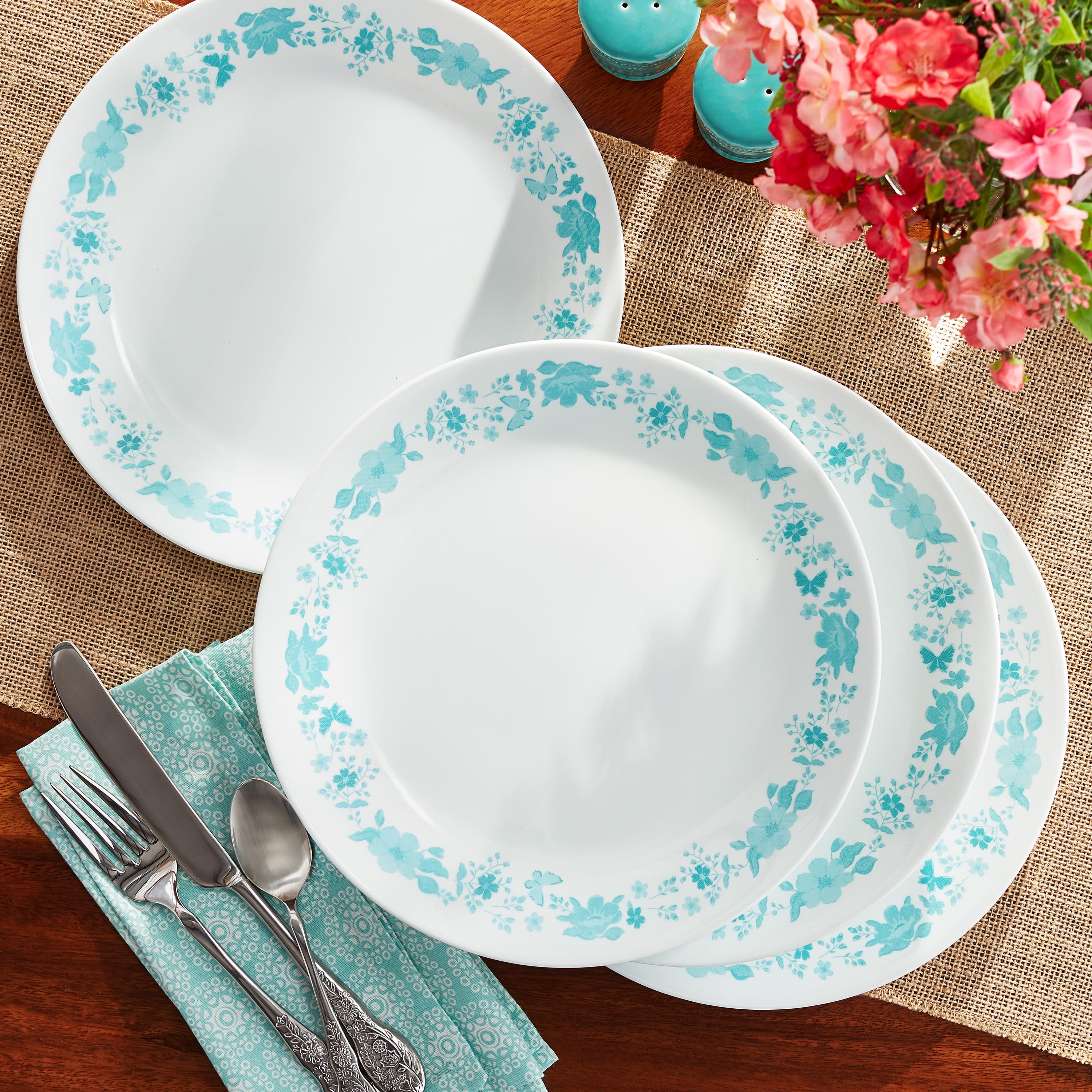 The Pioneer Woman by Corelle 4-Piece Dinner Plate Set , Evie, Teal