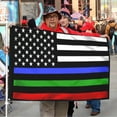 thumbnail image 2 of Cayyon Police Military and Fire Thin Line USA Blue Green Red Line Grommet Flag 3x5Feet Banner with 2 Brass Grommets QNN569, 2 of 4