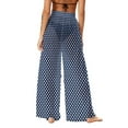 thumbnail image 6 of Ounisa Boho Floral Wide Leg Pants for Women Chiffon Casual Loose Pants Summer Beach Flowers Print Flowy Rashguard Long Pants, 6 of 7