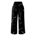 thumbnail image 4 of Women's Printed Elastic High Waist Wide Pants Casual Wide Leg Long Casual Belt Pocket Dress Clothes for Women Business Casual Pants Suit Womens Convertible Pants Casual Beach Cover up Pant Stretchy, 4 of 4