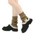 thumbnail image 2 of Kaliqueen Women Cable Knitted Leg Warmers Lace Trim Double Button Short Leg Cuffs Boot Winter Warmers, 2 of 5
