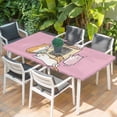thumbnail image 2 of Pink Cute Cat Table Cloths for 4 Foot Rectangle Tables, Cartoon Funny Heater Cats Patio Waterproof Elastic Fitted Tablecloths, Washable Rectangular Table Cover for Camping, 2 of 8