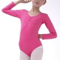 thumbnail image 2 of de gimnasia para niñas, do de baile de ballet, manga larga elástica, color rosa Sunnimix Niñas Niños Gimnasio Maillots Ballet Danza Leotardo elástico de algodón de manga larga, 2 of 8