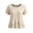 thumbnail image 4 of Women's Summer Round Neck Short Sleeve Casual Top Solid Color Blouse, 4 of 5