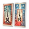 thumbnail image 3 of Designart "Stamp Illustration of Eiffel Tower in Paris II" City Paris Framed Wall Art Set Of 2 - Traditional Blue Frame Gallery Set For Office Decor, 3 of 6