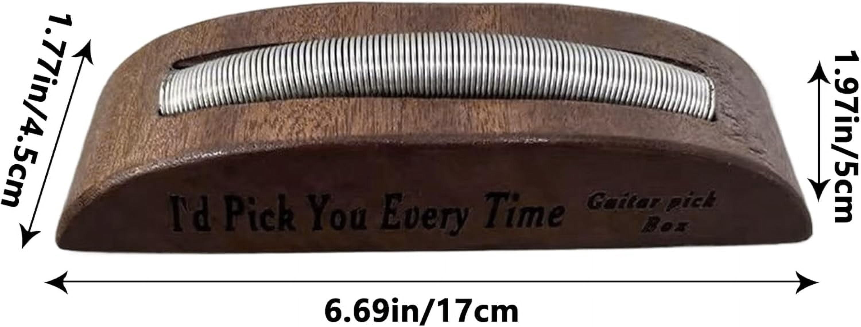 Wooden Guitar Pick Holder: Guitar Pick Display Case Holder, Guitar Pick Stand, Exquisite Guitar Accessories Guitar and Bass Gift, 6.69 * 1.77 * 1.97 inch Organizers (Dark Brown)