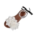 thumbnail image 2 of Wedge Sandals for Women Women's Fashionable Casual Summer Flower Decoration Pearl Bowknot Open-Toe Round Head Flat Sandals White 41, 2 of 9