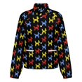 thumbnail image 5 of Jackets for Women Winter Coat Jackets Flannel Stand Collar Jacket(Balloon Dogs, Black Background,Size:S-4XL), 5 of 7