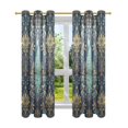 thumbnail image 7 of Yayeee Window Curtains Light Filtering 63"x42" Grommet Panel Pair Home Living Room Decor, Navy Blue Peacock Pattern, 7 of 7