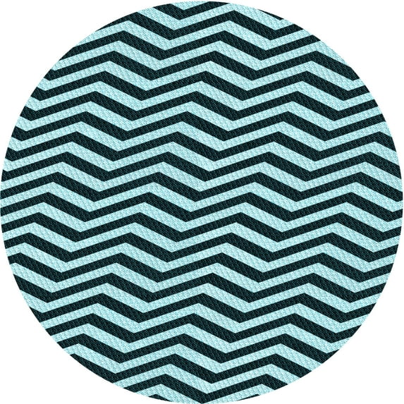 Ahgly Company Machine Washable Indoor Round Transitional Blue Lagoon Blue Area Rugs, 8' Round